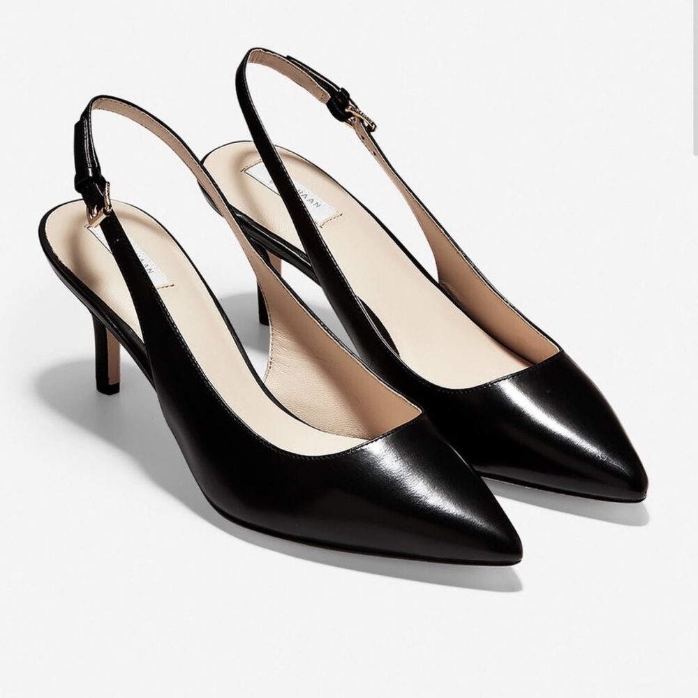 Cole haan black sling back pointed toe heel